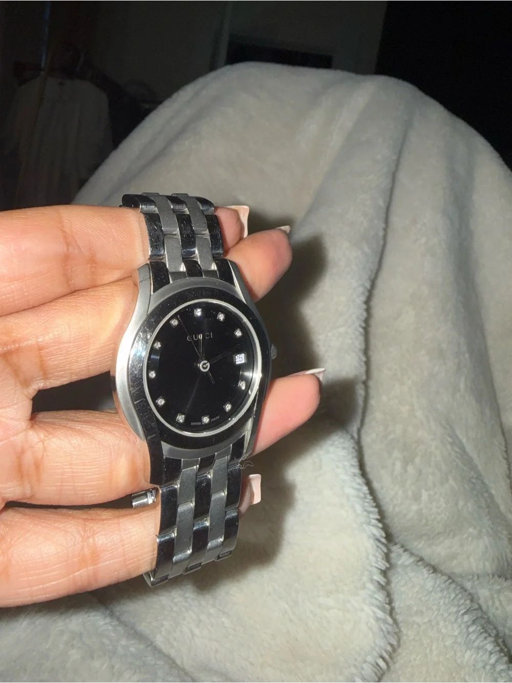 Gucci Men's Black Dial Silver-Tone Bracelet Watch